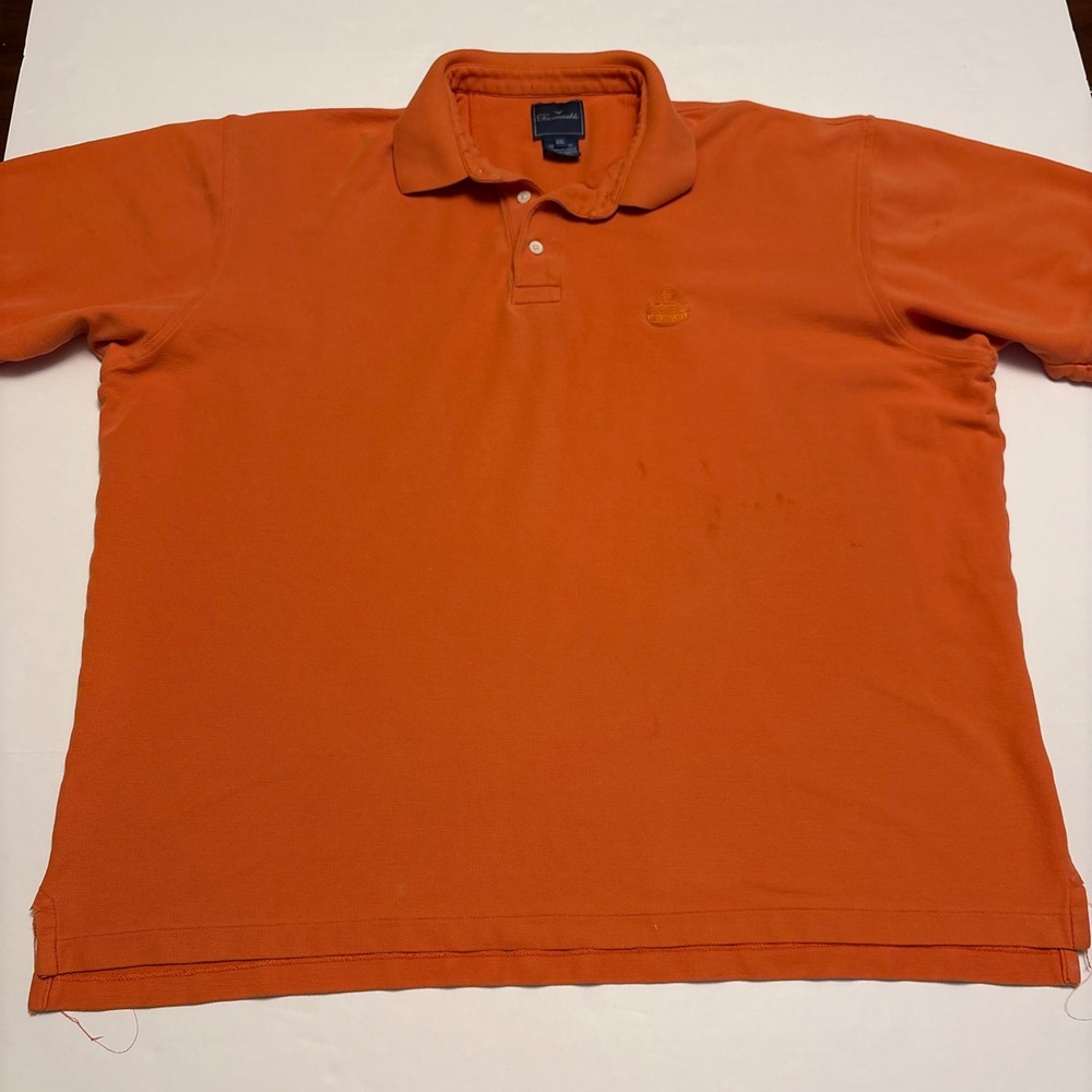 Faconnable Polo Shirt Mens XXL Orange Short Sleeve Pique Cotton Crest Logo